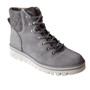 Caslon Hanley Gray Leather Lace Up Water Resistant Ankle Boot Hiking Indie
